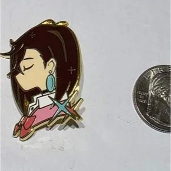 Okarun & Momo Enamel Pin Set – Dandadan Anime Couple Silhouette Gold Edition - Picture 6 of 7